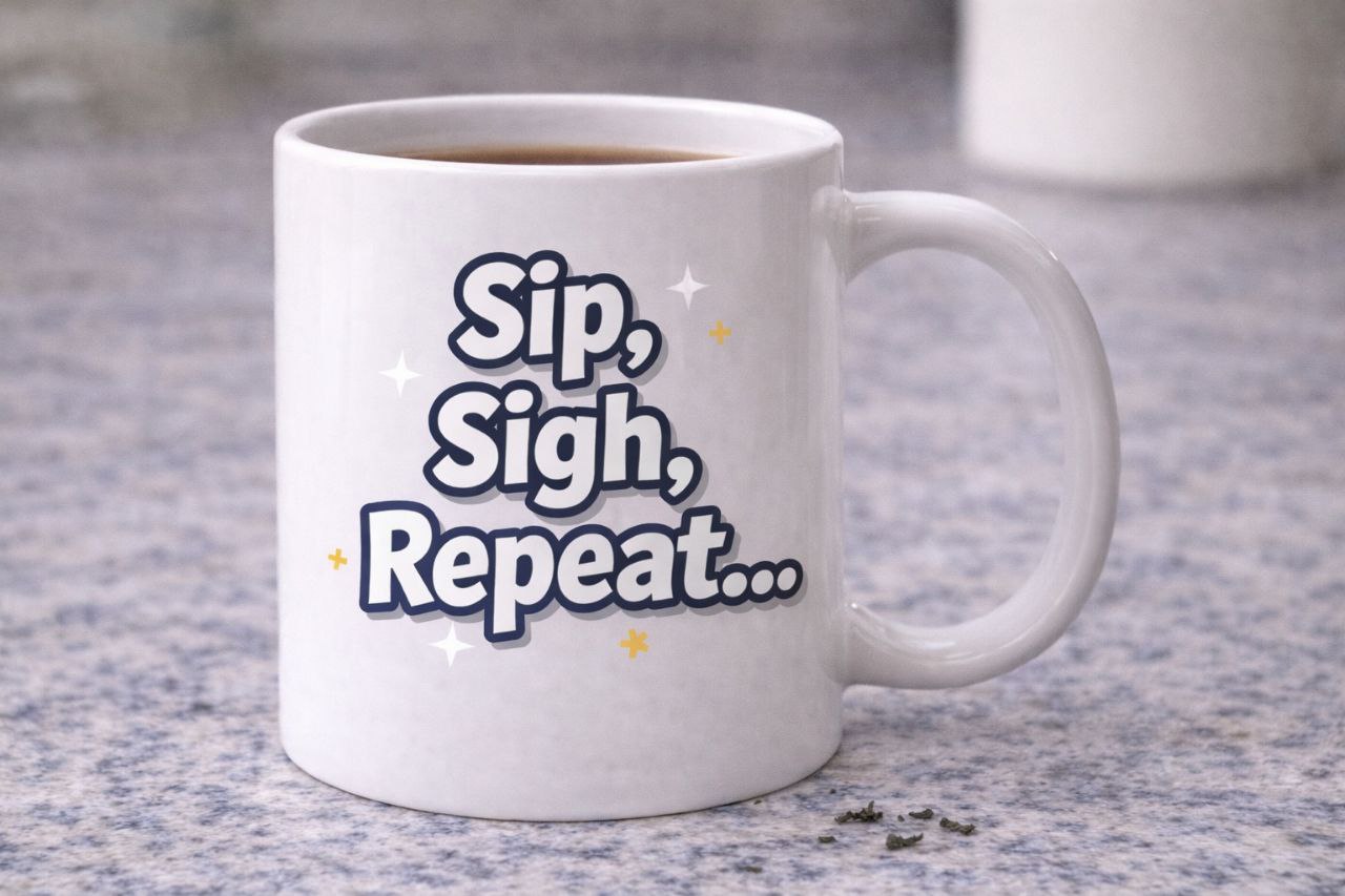 Negativitea "Sip, Sigh, Repeat" Signature Mug